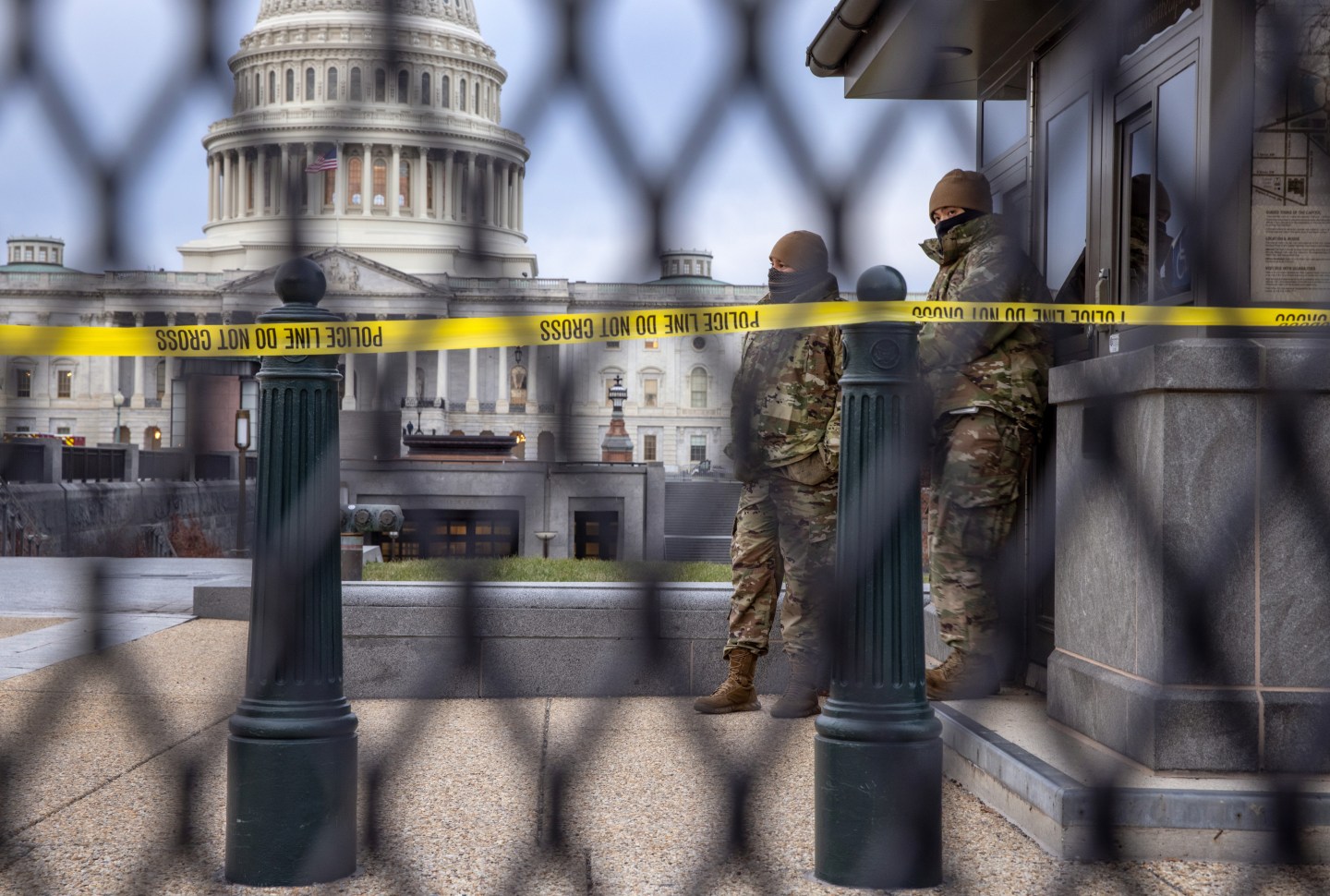 National Guard troops stand watch at the U.S. Capitol
