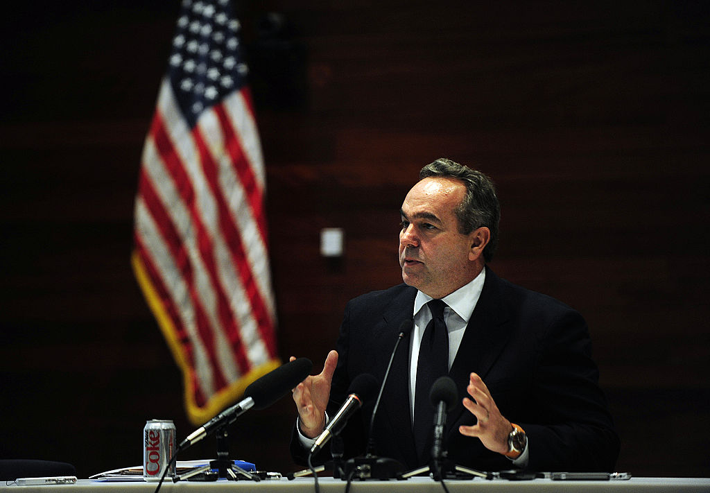 US Assistant Secretary of State Kurt Campbell chairs a roundtable discussion with journalists at the US embassy in Beijing on October 14, 2009.