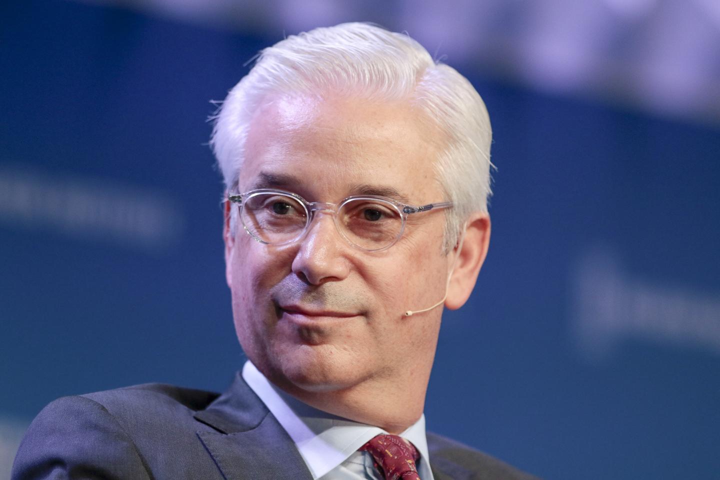 Charles Scharf, at the time chief executive officer of Bank of New York Mellon Corp., listens during the Milken Institute Global Conference in Beverly Hills, California, U.S., on Tuesday, April 30, 2019.