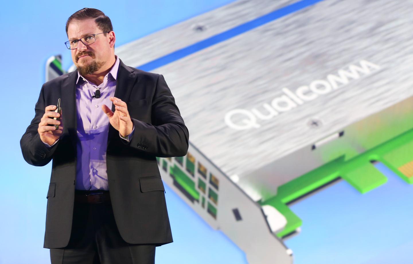Qualcomm President Cristiano Amon speaks during a Qualcomm press event for CES 2020 at the Mandalay Bay Convention Center on January 6, 2020 in Las Vegas, Nevada.