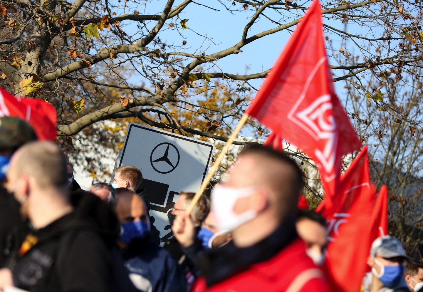 Union members demonstrate at a Mercedes-Benz factory in Berlin on Nov. 12, 2020. For U.S. leaders seeking to emulate Germany’s labor policies, writes Robert Peres, “Germany’s broken corporate governance culture serves as a cautionary tale.”