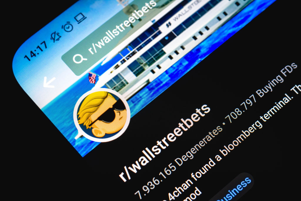 In this photo illustration the WallStreetBets page seen