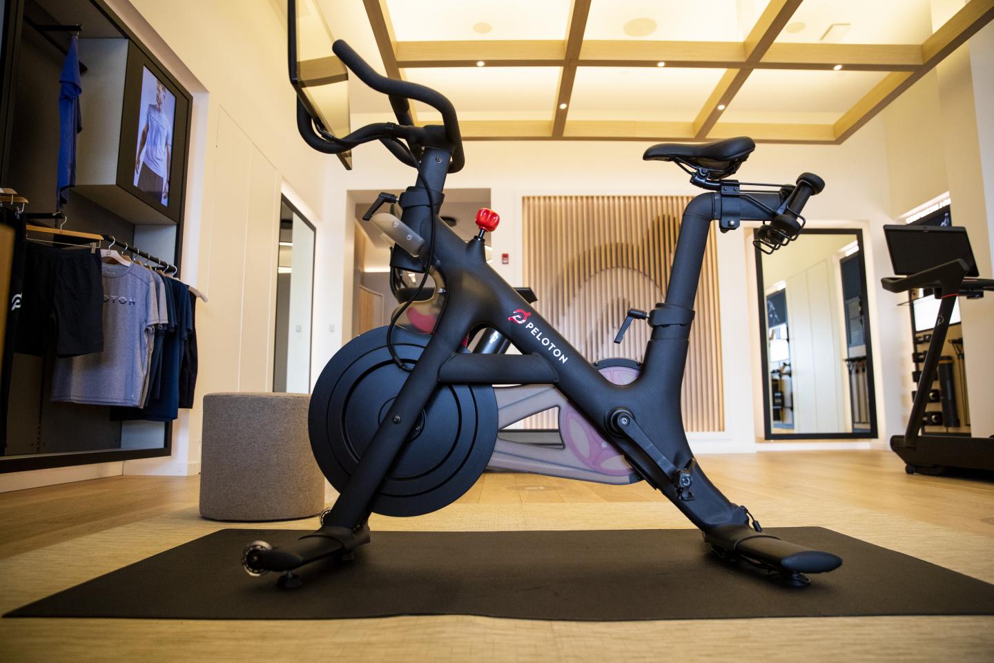 Peloton Interactive Inc. stationary bikes for sale at the company's showroom in Dedham, Massachusetts, U.S., on Wednesday, Feb. 3, 2021.