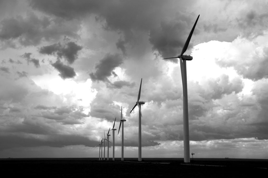 Wind Turbines On The Open Plains Near Amarillo