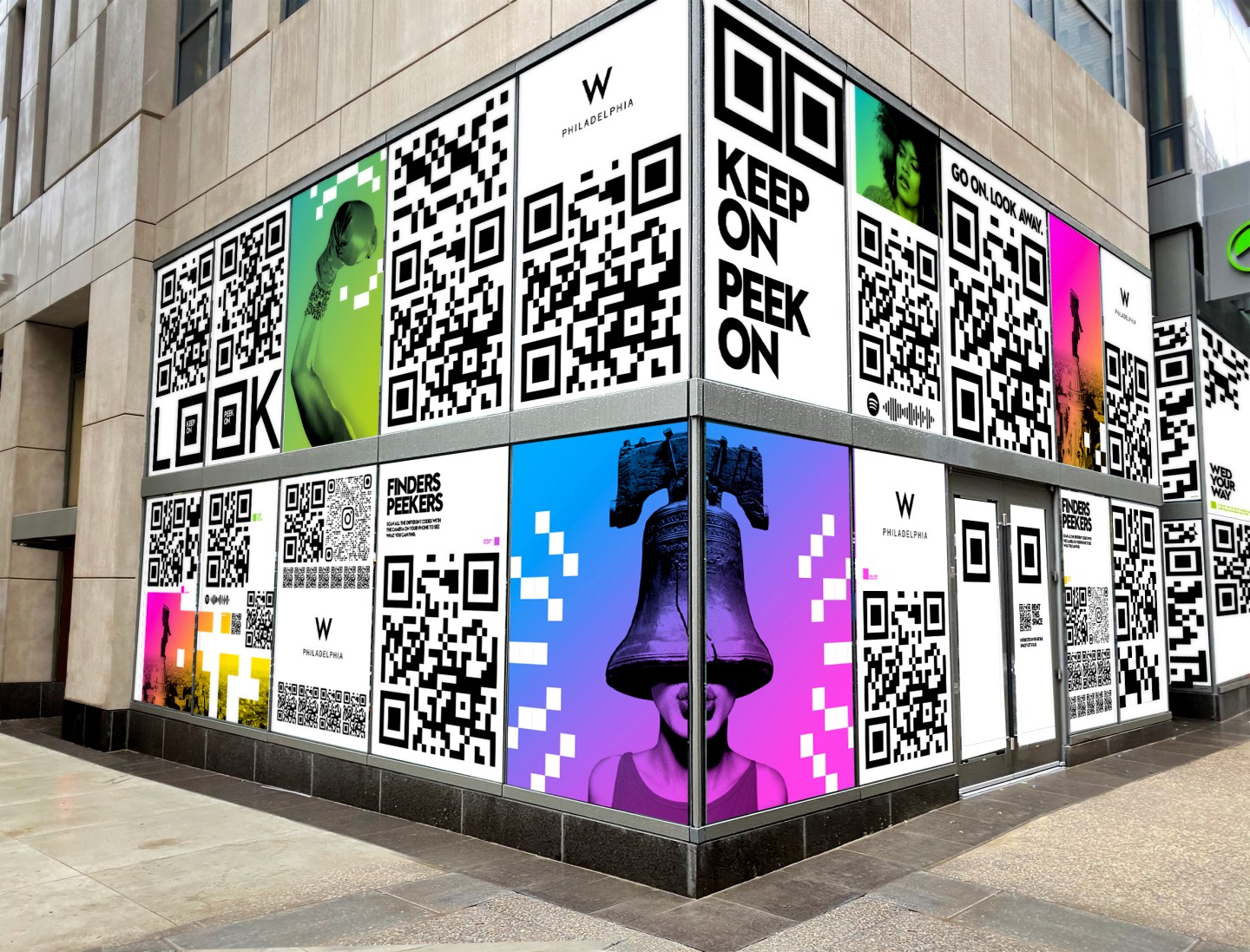 A rendering of the W Hotel’s forthcoming QR code–themed installation.