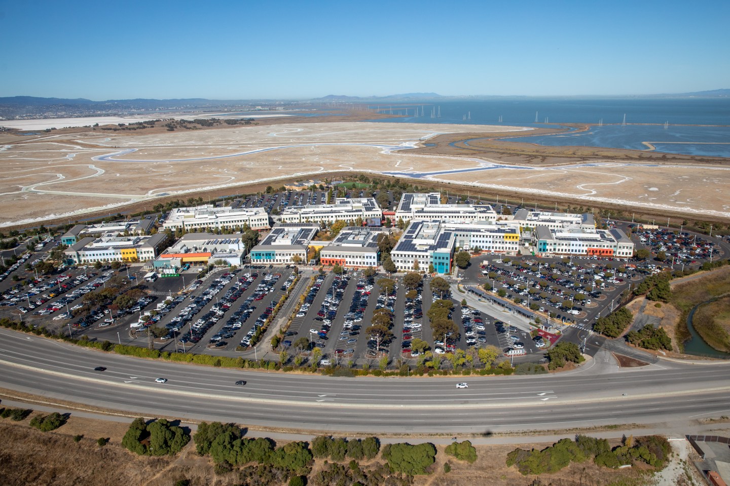 Facebook Inc. headquarters stands in this aerial photograph taken above Menlo Park, California, U.S., on Wednesday, Oct. 23, 2019. Facebook is scheduled to release earnings figures on October 30.