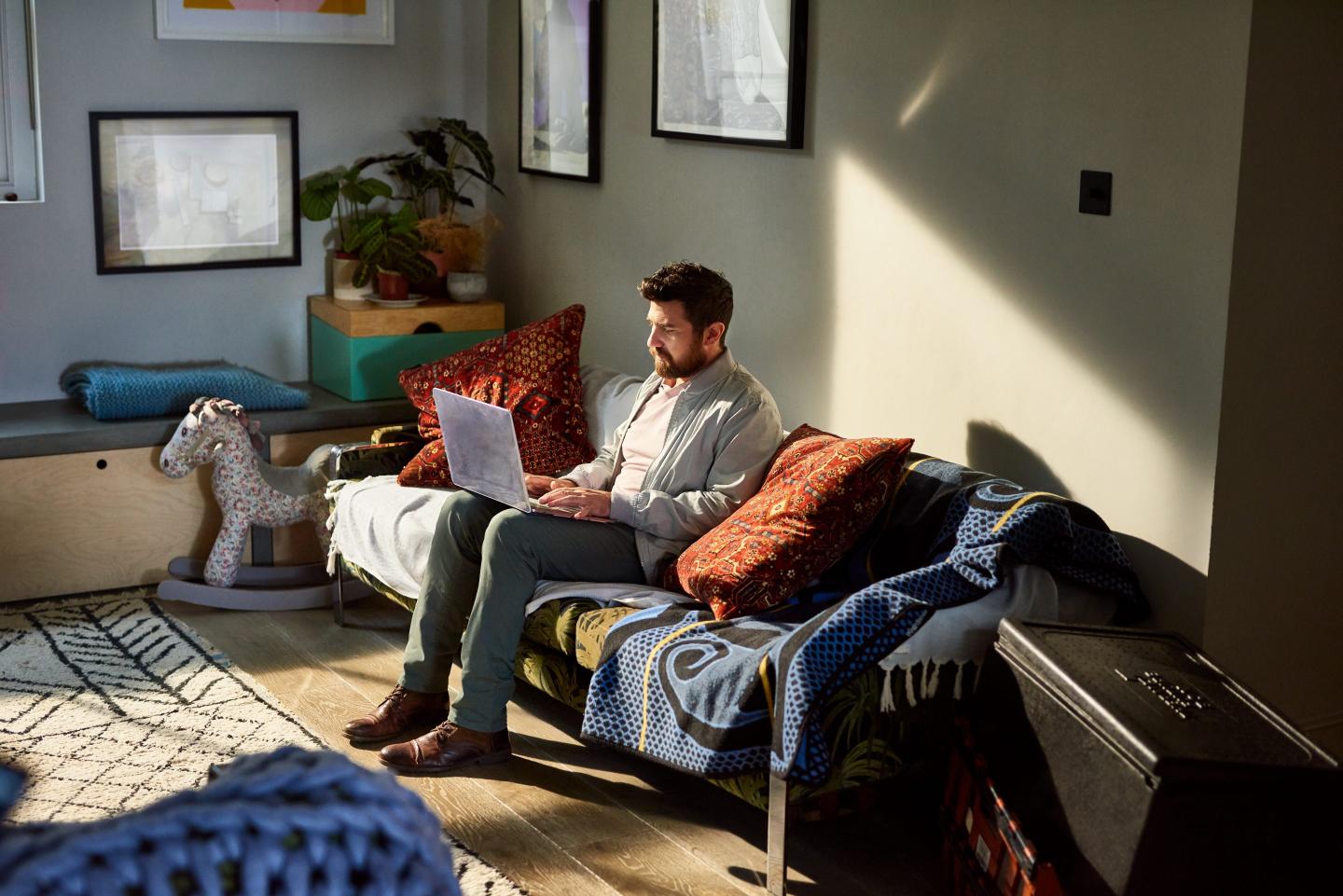 person working at home alone