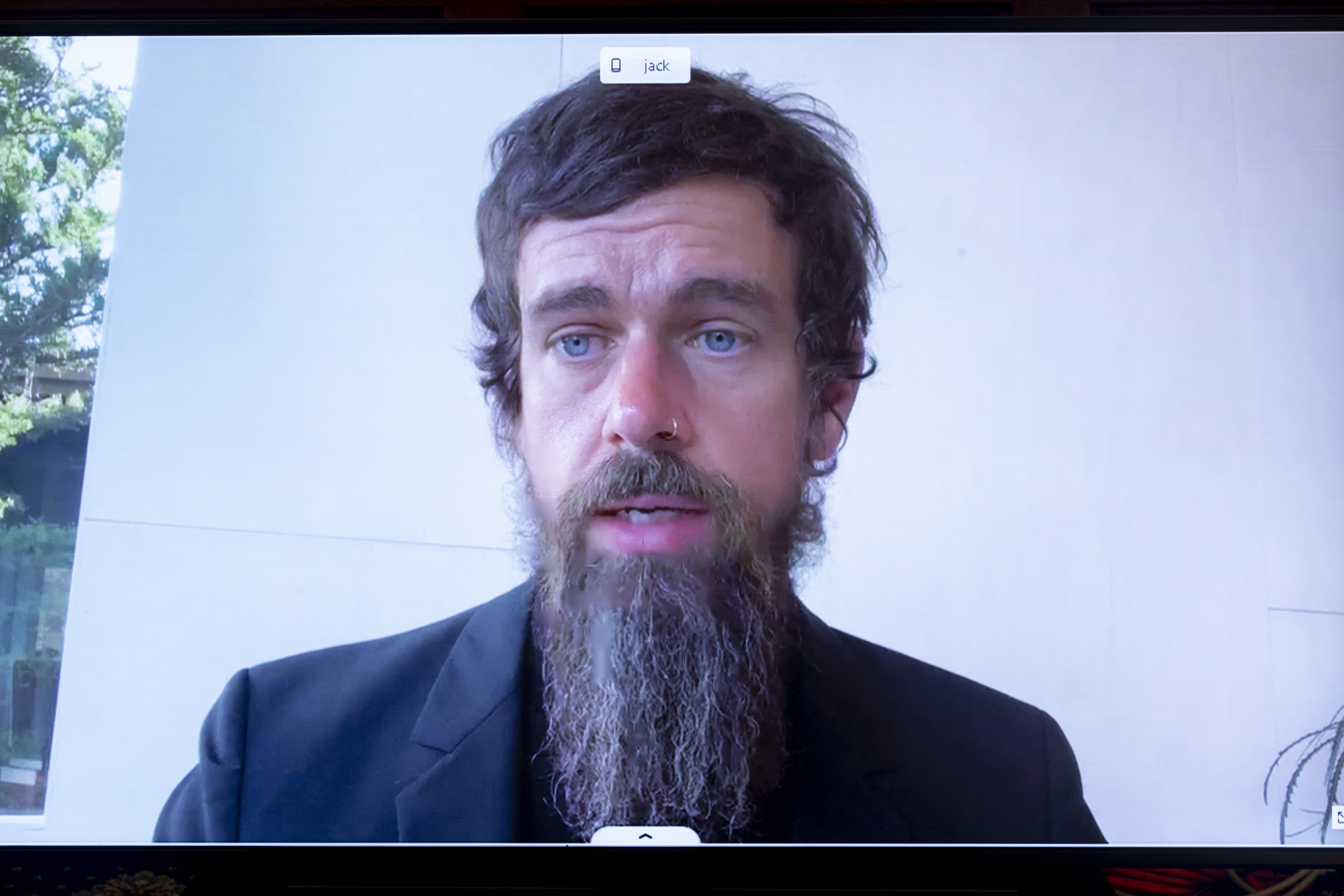 Twitter CEO Jack Dorsey testifies remotely before Congress on October 28, 2020.