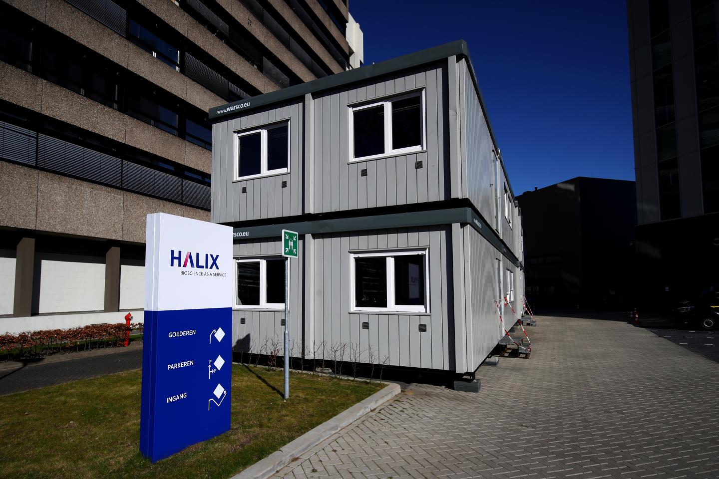 An external general view of the Halix Building on March 25, 2021 in Leiden, Netherlands.