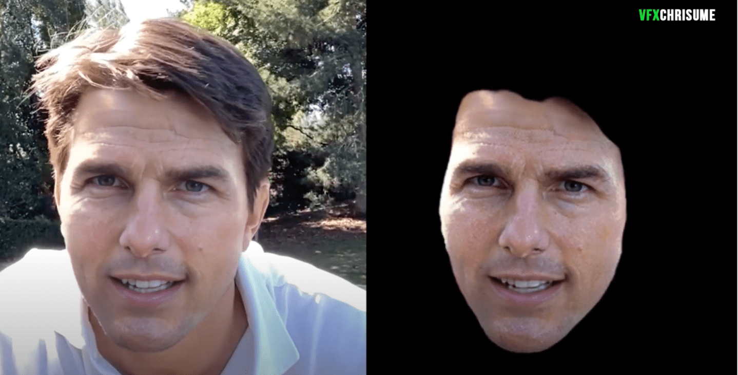 An image of video breakdown showing how video effect artist Chris Ume created the Tom Cruise deepfakes.