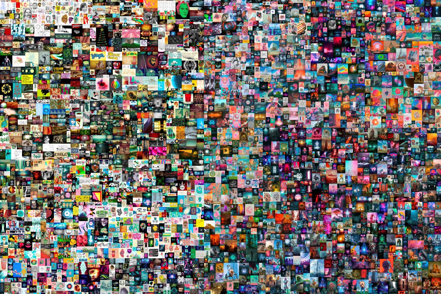FILE PHOTO: &#8220;EVERYDAYS: THE FIRST 5000 DAYS&#8221; is a collage, by a digital artist BEEPLE, that is on auction at Christie&#8217;s, unknown location, in this undated handout obtained by Reuters. Christie&#8217;s Images LTD. 2021/BEEPLE/Handout via REUTERS   ATTENTION EDITORS &#8211; THIS IMAGE HAS BEEN SUPPLIED BY A THIRD PARTY. NO RESALES. NO ARCHIVES. MANDATORY CREDIT/File Photo