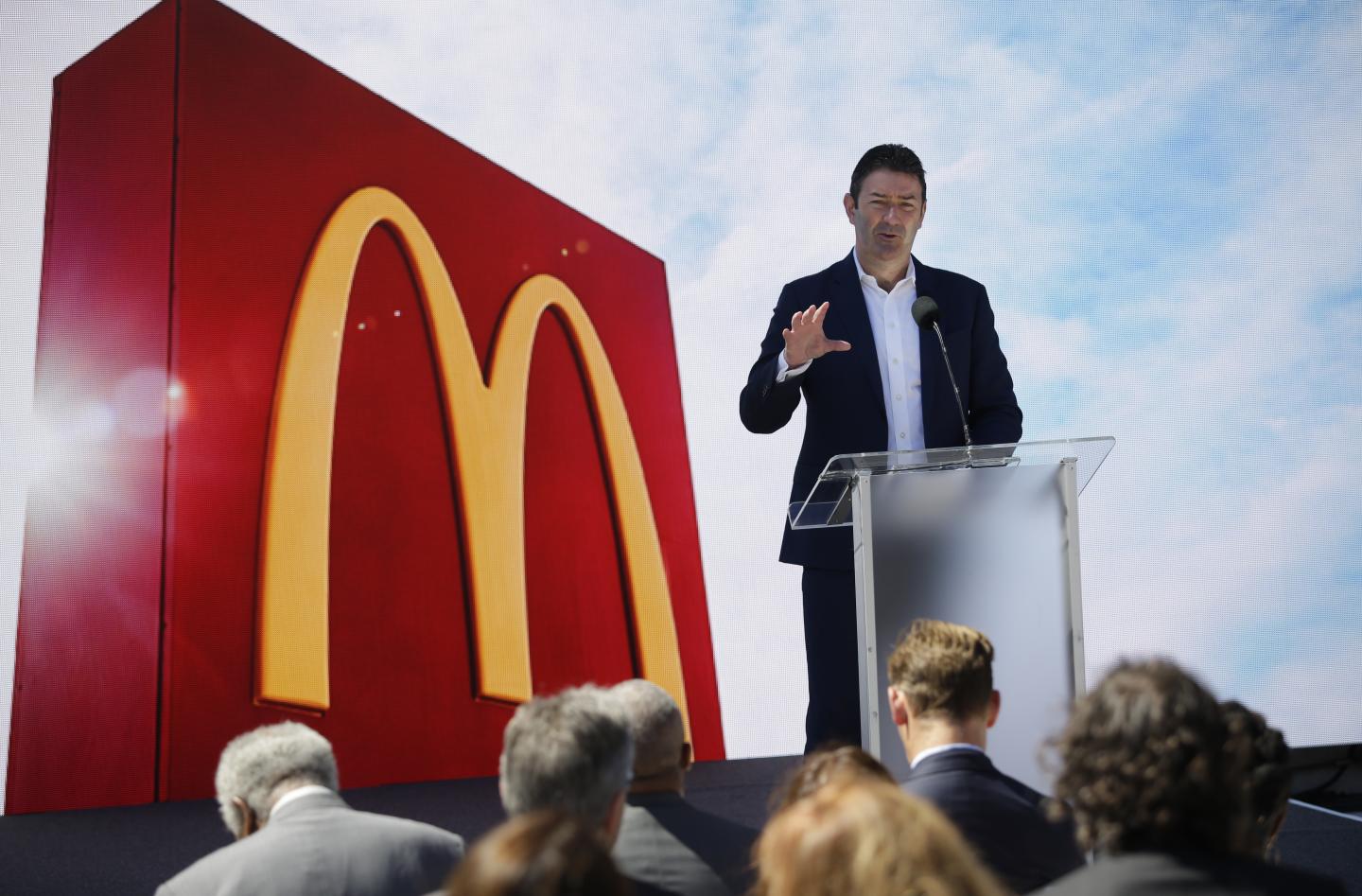 Steve Easterbrook, then chief executive officer of McDonald's Corp., speaks during the opening of the company's new headquarters in Chicago, Illinois, U.S., on Monday, June 4, 2018.