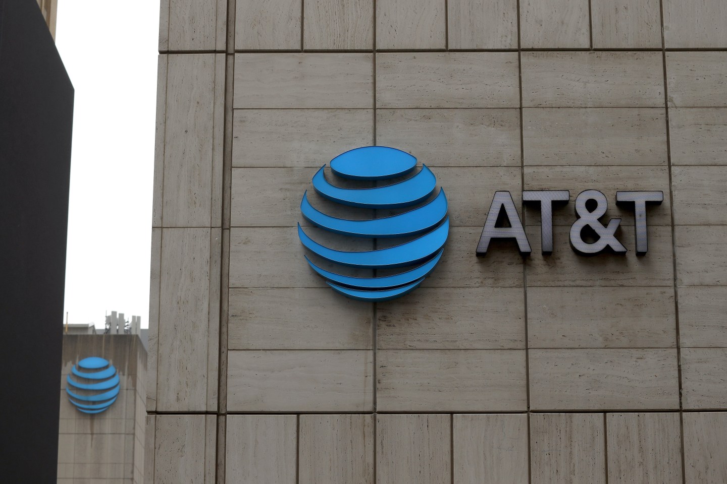 An exterior view of AT&T corporate headquarters on March 13, 2020 in Dallas, Texas.