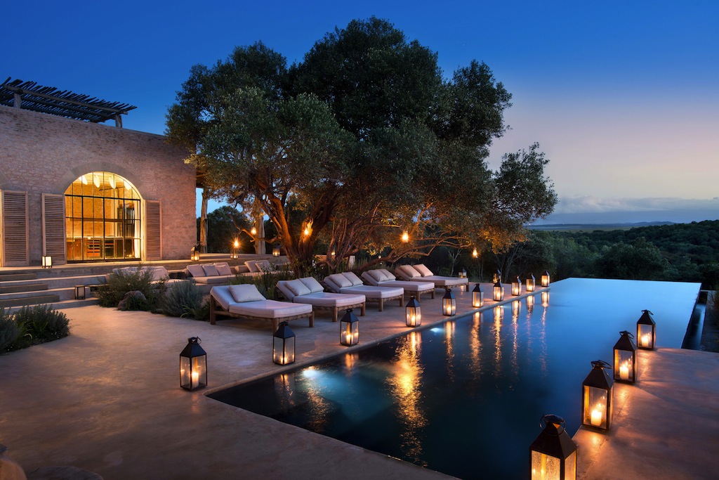 A 400-year-old wild olive tree enjoys pride of place by Arijiju's infinity pool. 