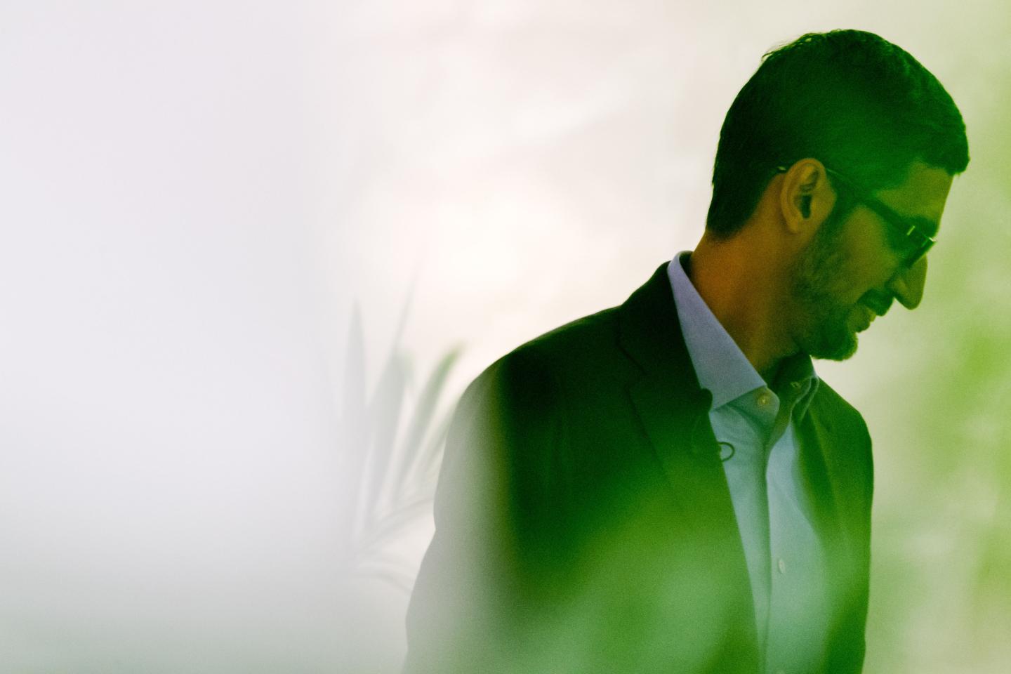Sundar Pichai, chief executive officer of Alphabet Inc., departs after a discussion on artificial intelligence at the Bruegel European economic think tank in Brussels, Belgium, on Monday, Jan. 20, 2020.