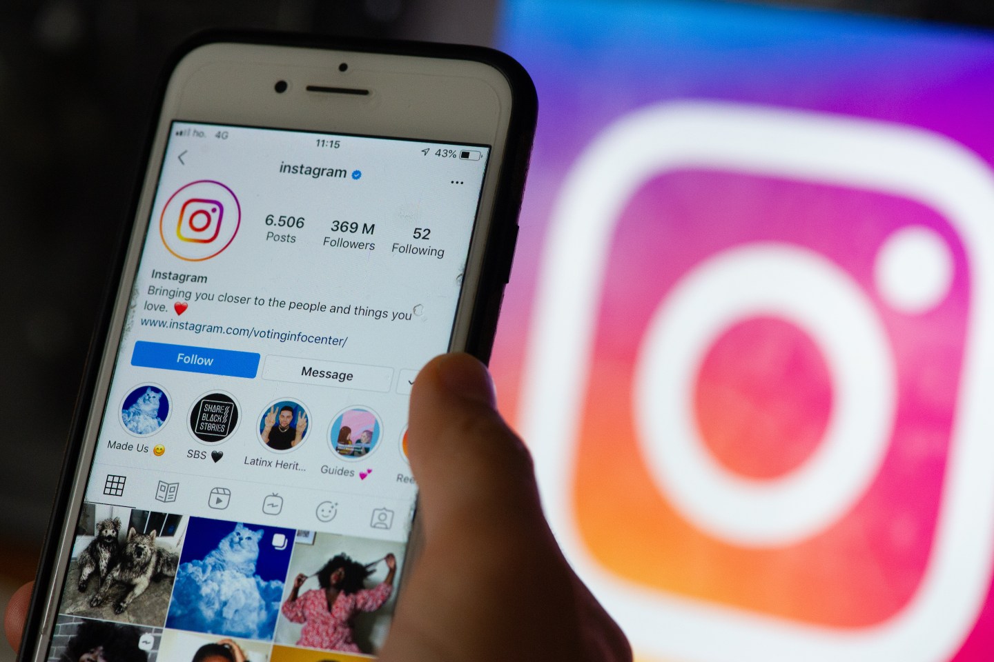 A user on Instagram social network in L&#8217;Aquila, Italy, on October 3, 2020. Today Facebook&#8217;s program Instagram turns ten years from his launch. (Photo Illustration by Lorenzo Di Cola/NurPhoto)