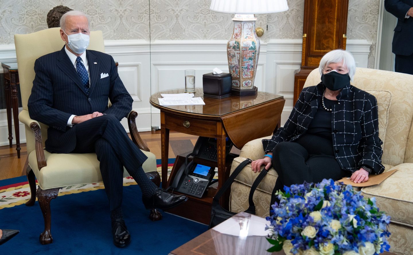 President Biden and U.S. Treasury Secretary Janet Yellen at a briefing with corporate leaders earlier this year. "CEOs who publicly signal their support for an ambitious international agreement can help steady the nerves of hesitant politicians," writes Paul Polman.