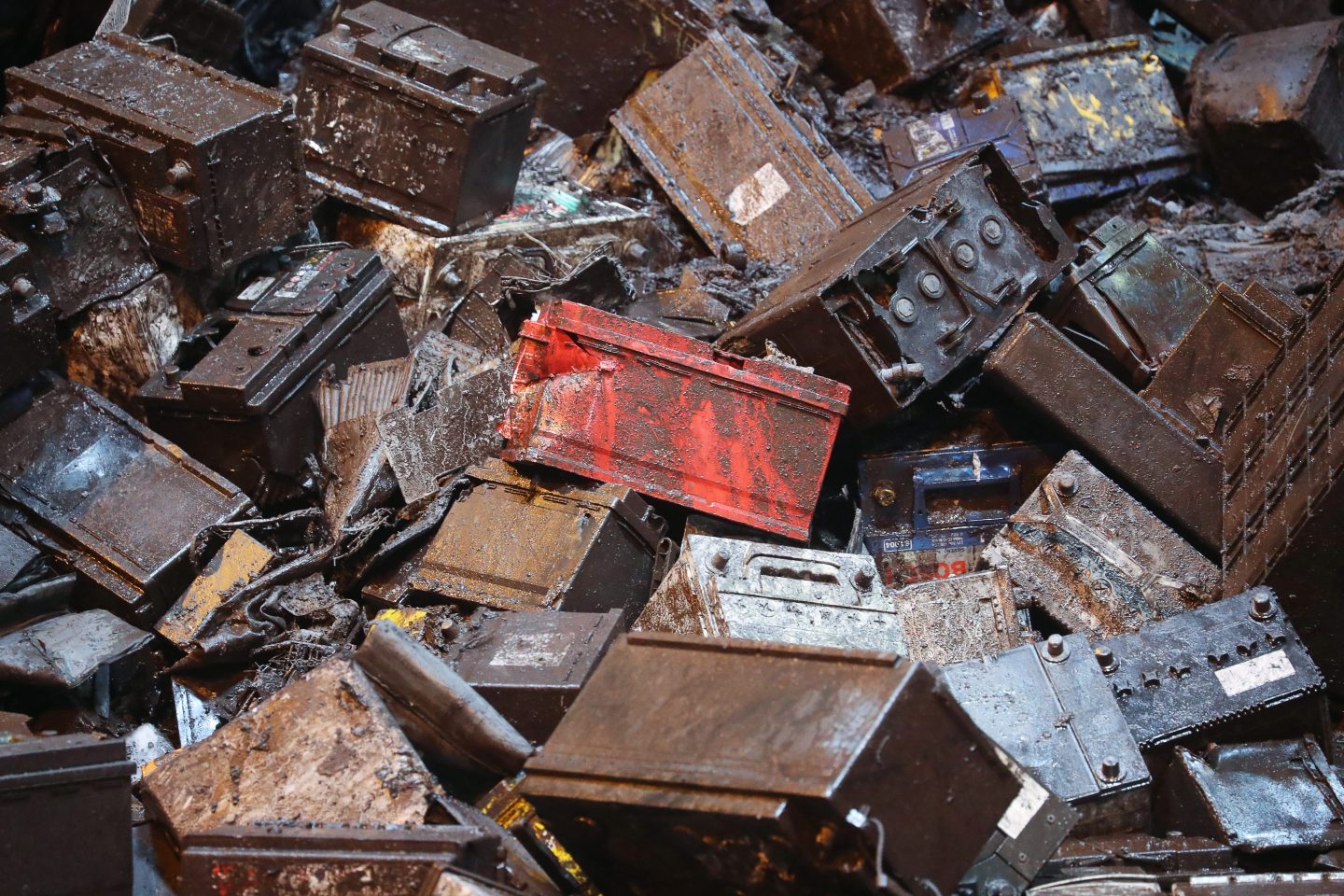 Recycling batteries at Ecorusmetal plant in Russia's Leningrad Region