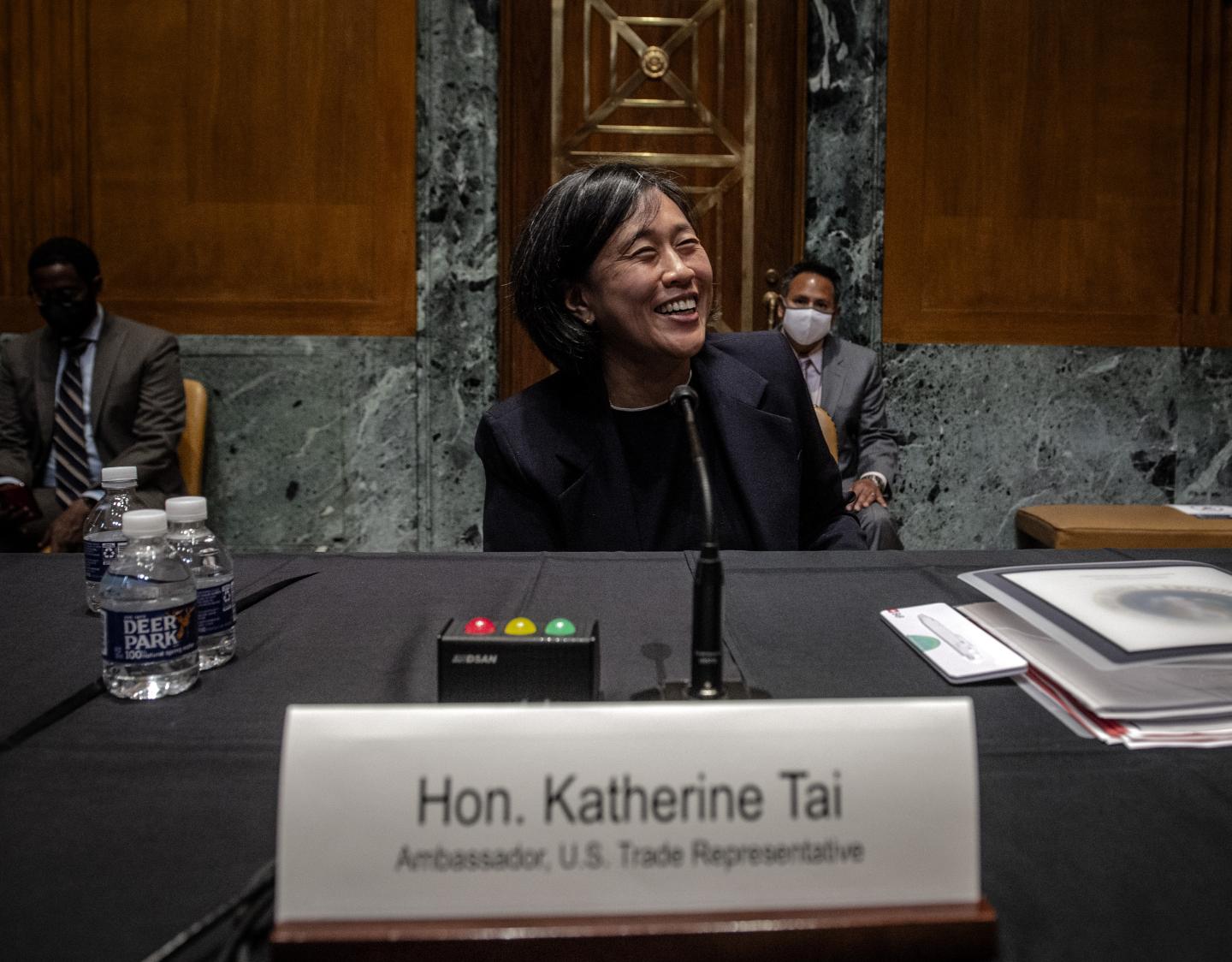 Katherine Tai, U.S. trade representative, smiles during a Senate Appropriations Subcommittee hearing in Washington, D.C., U.S., on Wednesday, April 28, 2021.
