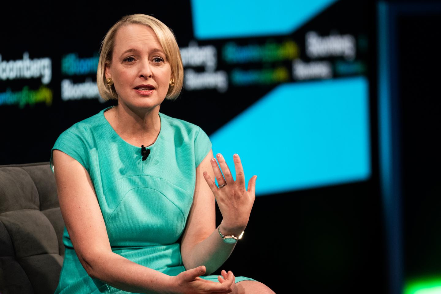 Julie Sweet, chief executive officer of North America for Accenture PLC, speaks during the Bloomberg Business of Equality conference in New York, U.S., on Tuesday, May 8, 2018.