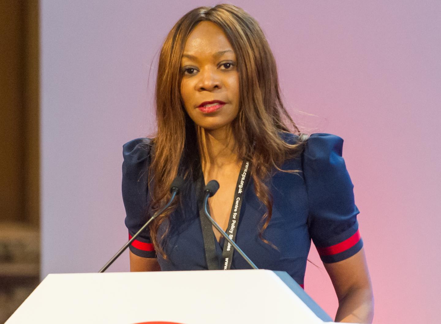 LONDON, UNITED KINGDOM - 2018/06/19: Dr Dambisa Moyo, Author and Economist, during her intervention at the Margaret Thatcher Conference on China and Britain at Guildhall.