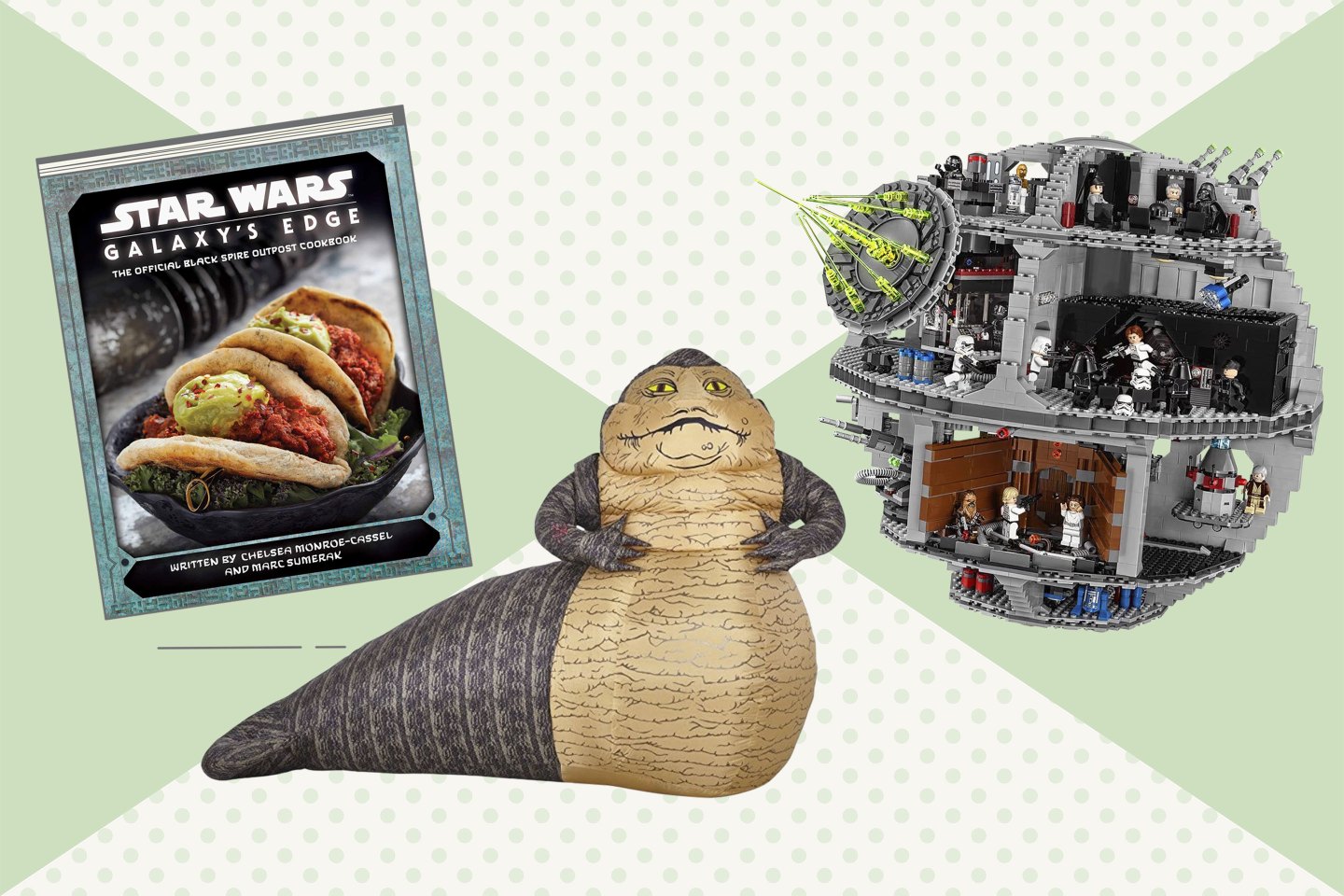 'Star Wars: Galaxy's Edge: The Official Black Spire Outpost Cookbook'; Jabba the Hut Lawn Inflatable; LEGO Star Wars Death Star