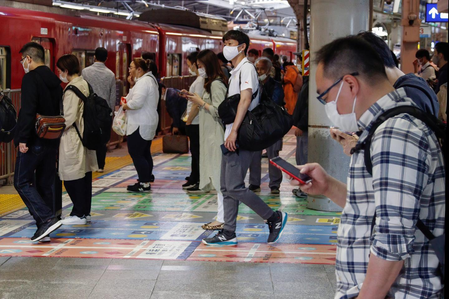 Passengers wearing face masks as a preventive measure