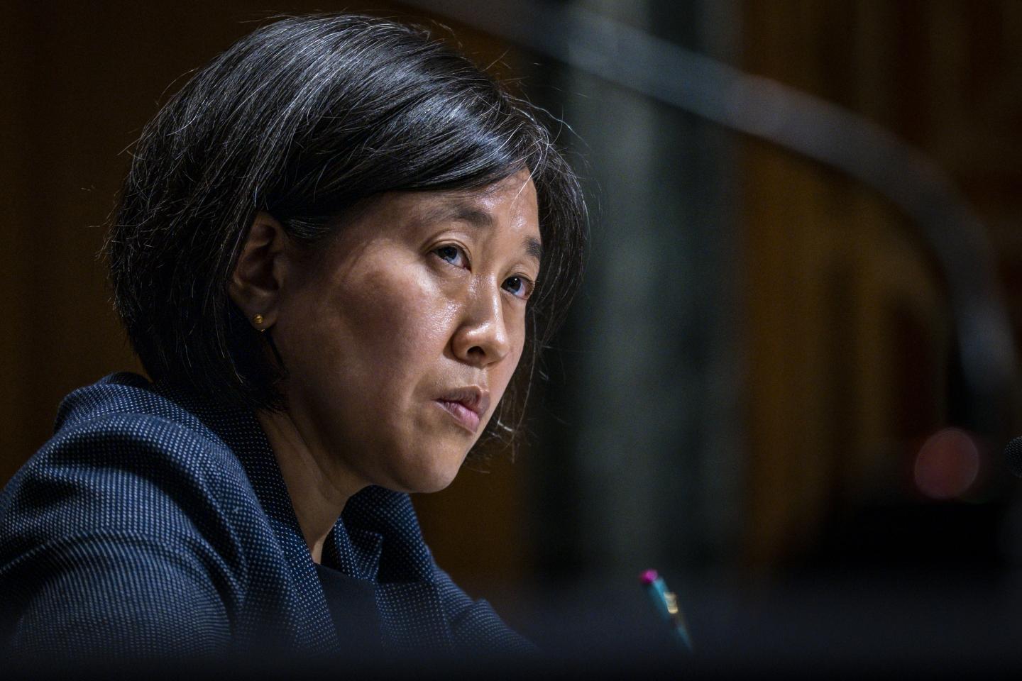 Katherine Tai, U.S. trade representative, listens during a Senate Finance Committee hearing in Washington, D.C., U.S., on Wednesday, May 12, 2021.