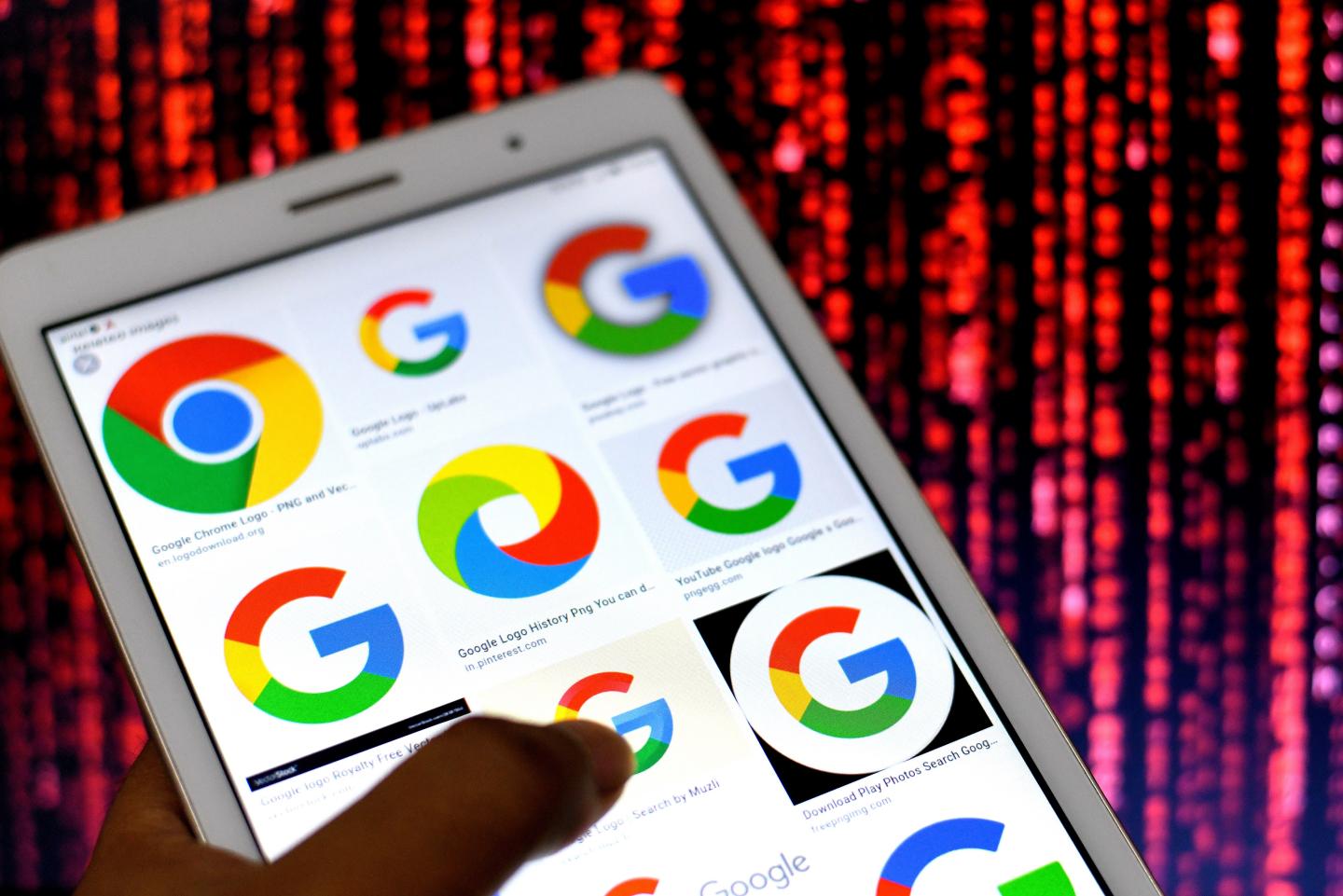 Google logos on an Android phone