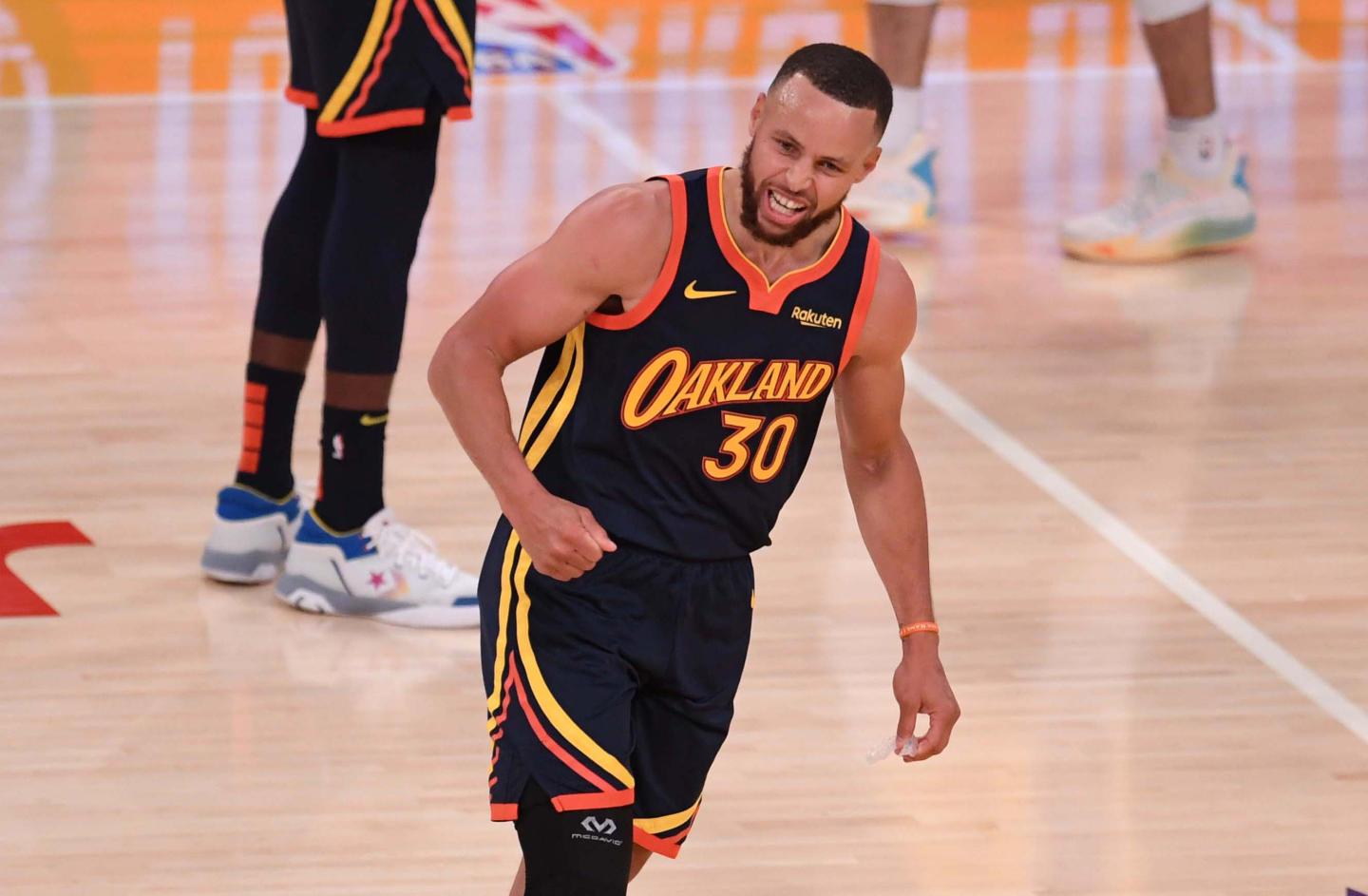 Los Angeles Lakers defeated the Golden State Warriors 103-100 during a NBA basketball Western Conference Play-In game.