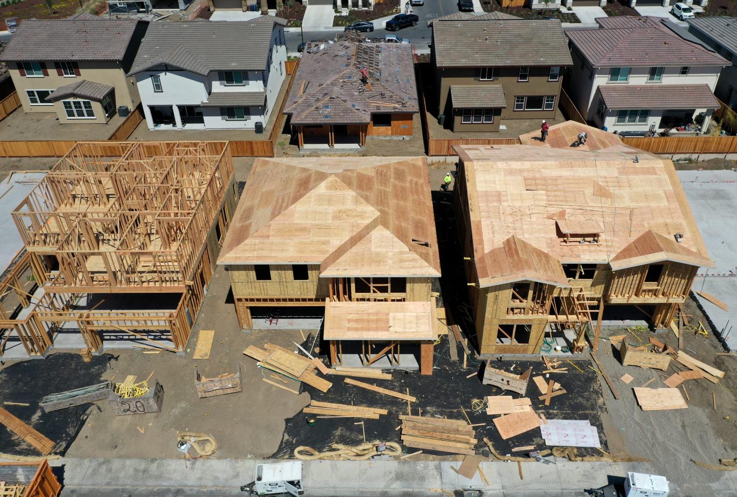 Homes under construction in Oakley, Calif.