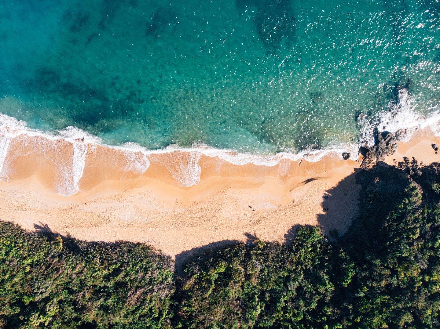 An aerial view of Playa Escondida, a popular “hidden” beach in Puerto Rico.