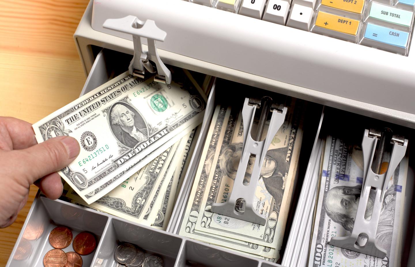 Cash in a cash register