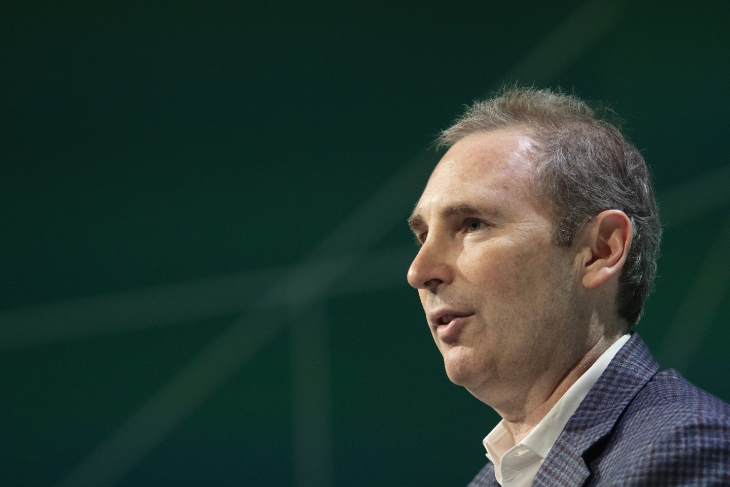 Andrew Jassy, chief executive officer of web services for Amazon.com Inc., speaks during the 2019 CERAWeek by IHS Markit conference in Houston, Texas, U.S., on Monday, March 11, 2019.