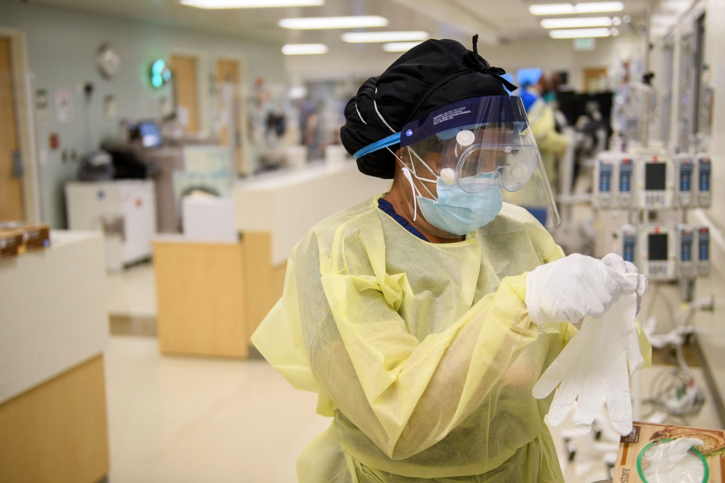 Nurse wearing PPE at a hospital