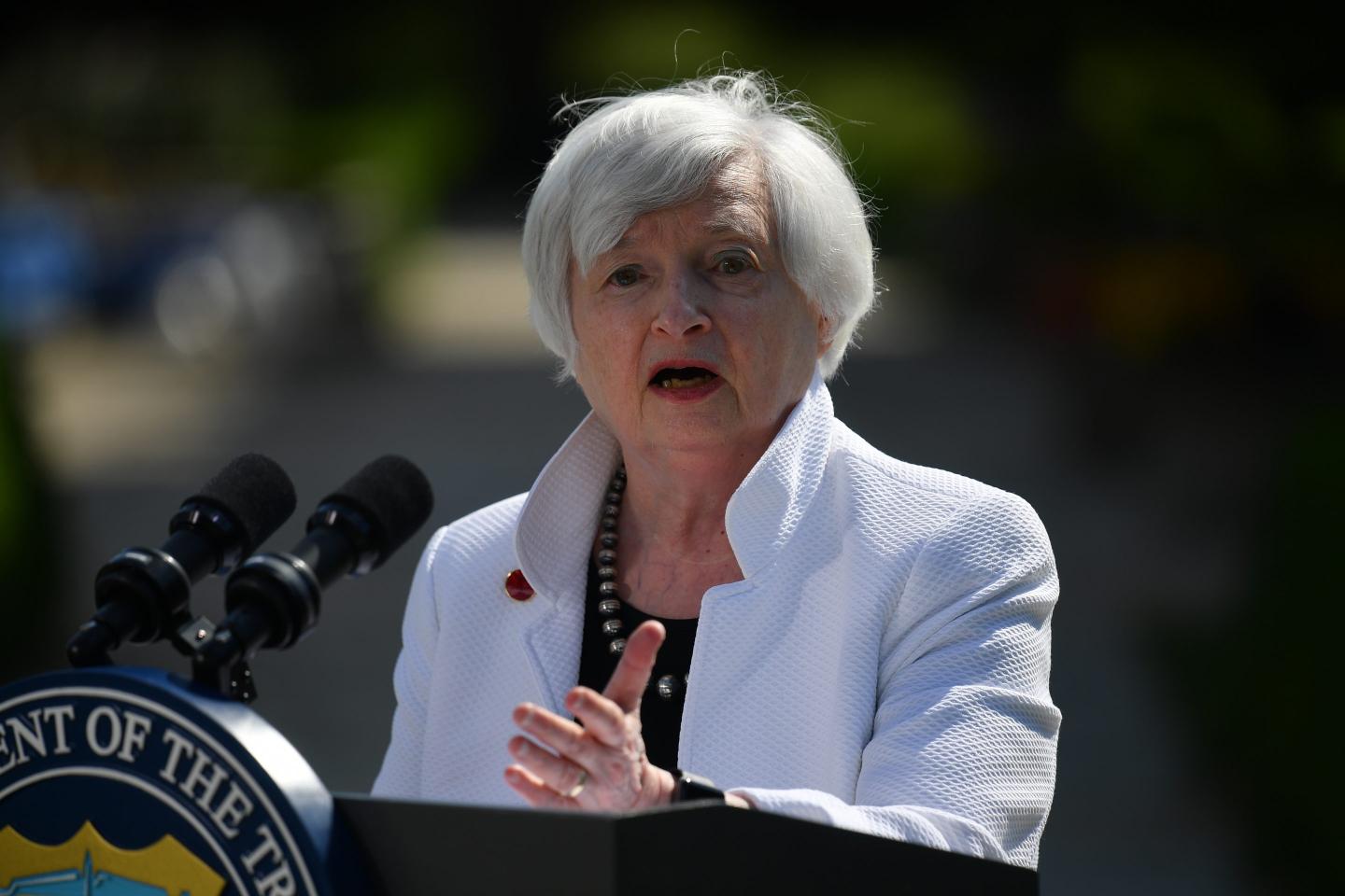 Janet Yellen speaking at G7