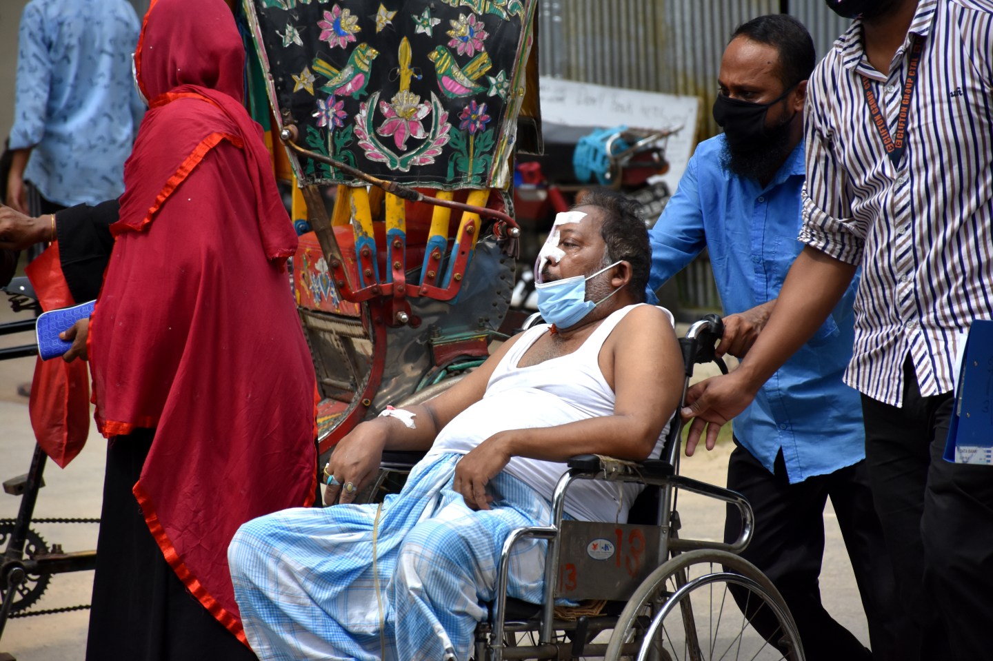 CHATTOGRAM, BANGLADESH - JULY 11: A Covid-19 patient is dispatched to Chittagong Medical College Hospital as 3rd wave driven by Delta variant spreads across the South Asian country.
