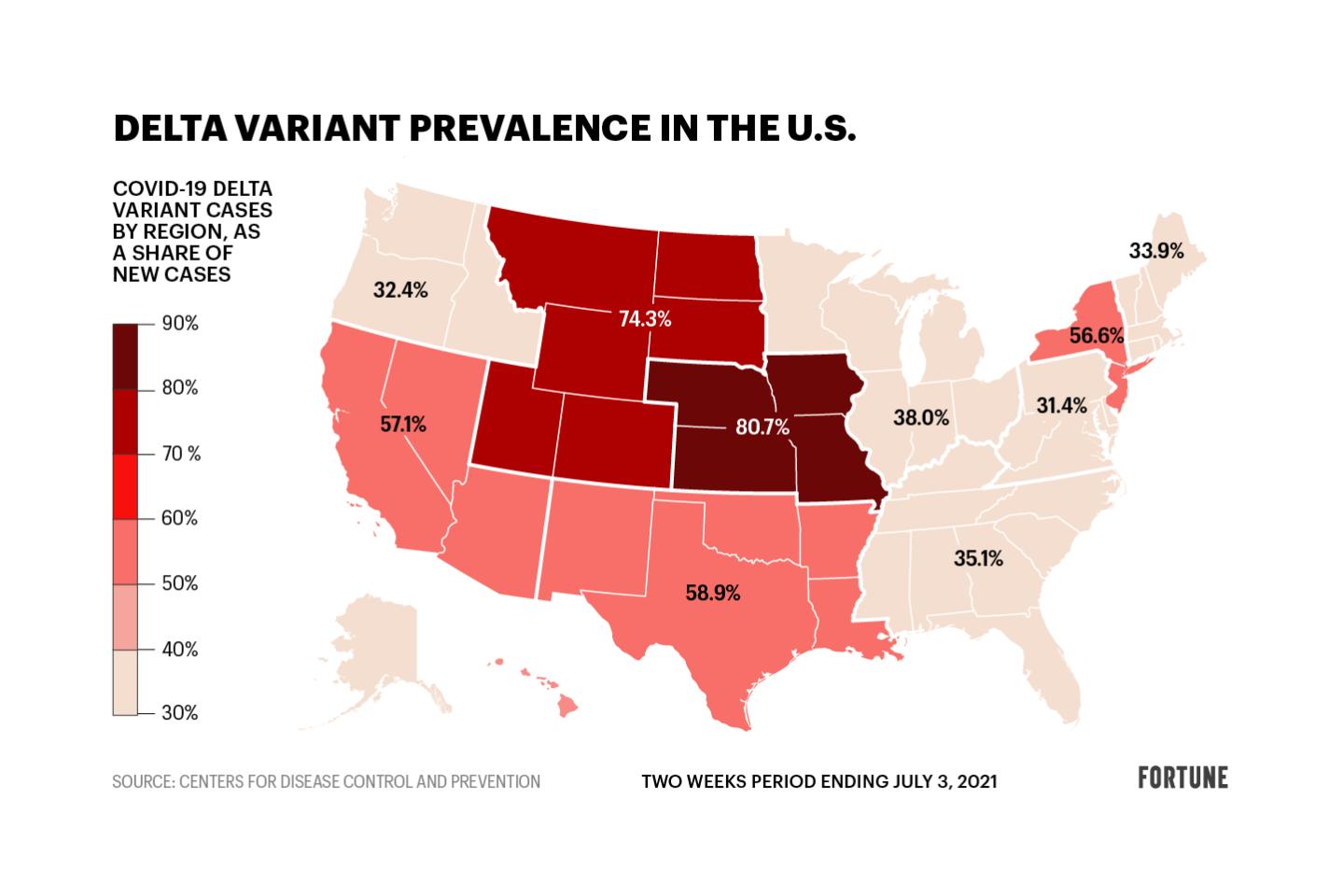 The Delta variant is now dominant in the U.S. See the states where it’s most prevalent