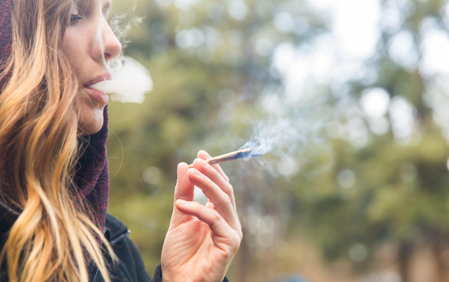 Woman smoking marijuana