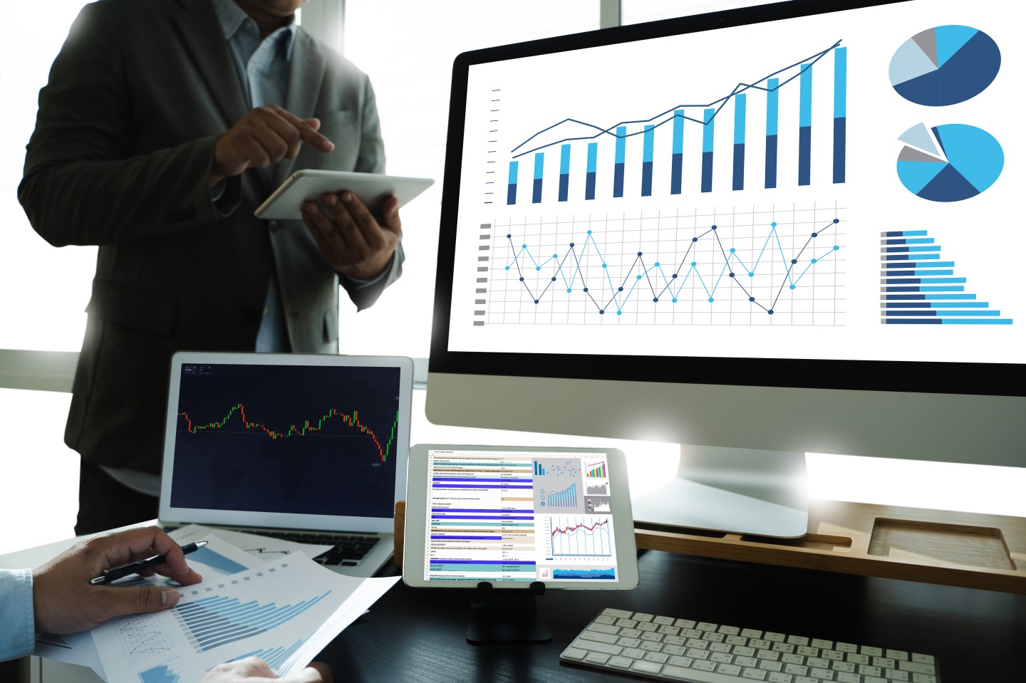 work hard Data Analytics Statistics Information Business Technology investment trading a stock exchange