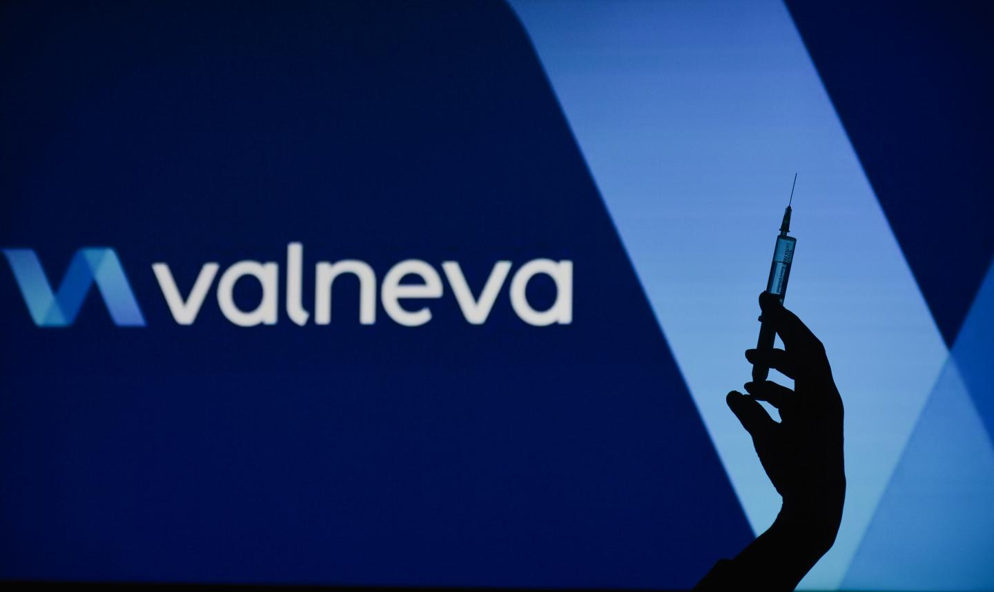 Valneva logo with vaccine syringe