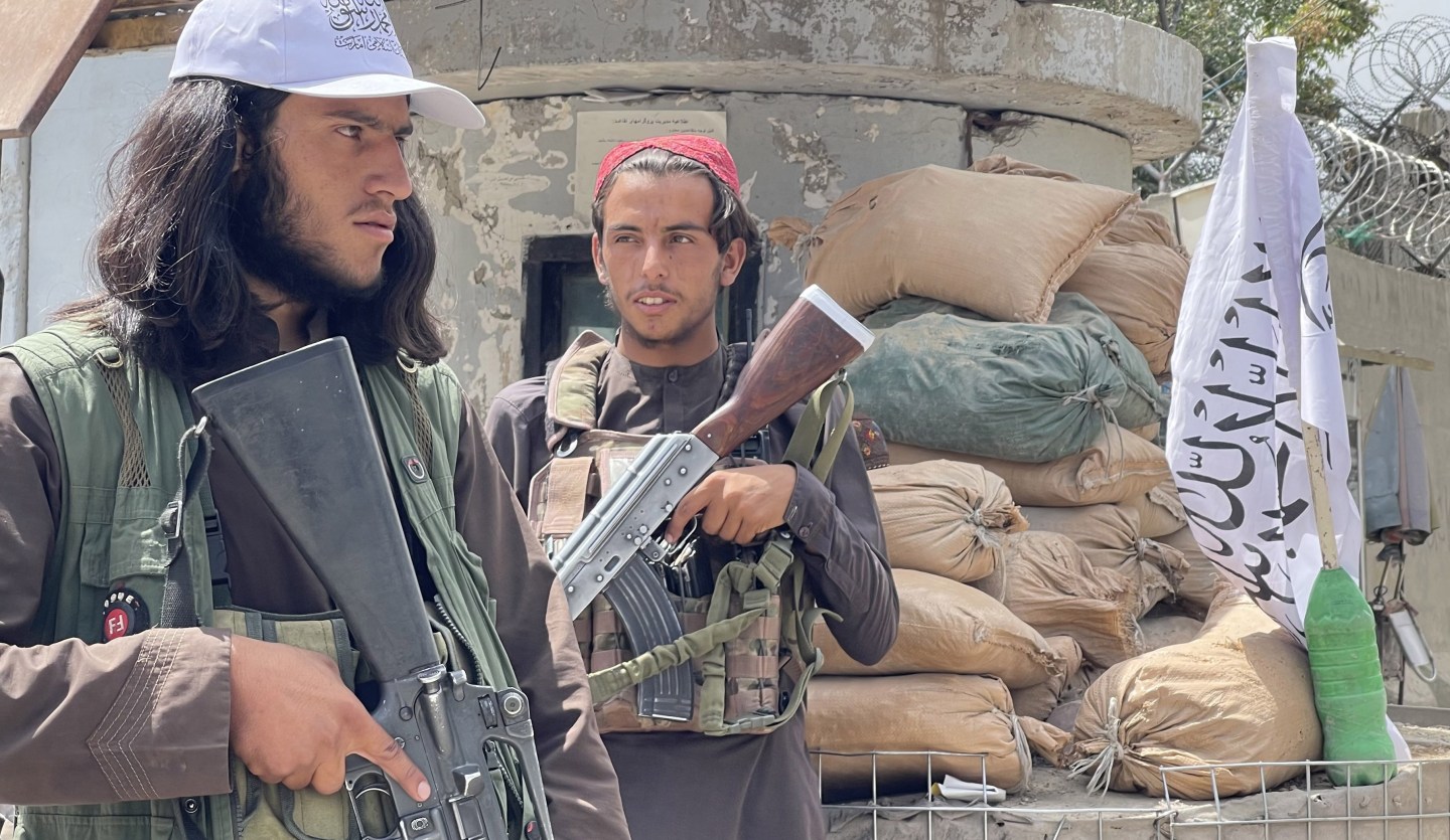 KABUL, AFGHANISTAN &#8211; AUGUST 17: Taliban members patrol the streets of Kabul, Afghanistan on August 17, 2021, as the Taliban takes control of Afghanistan after President Ashraf Ghani fled the country. (Photo by Haroon Sabawoon/Anadolu Agency via Getty Images)
