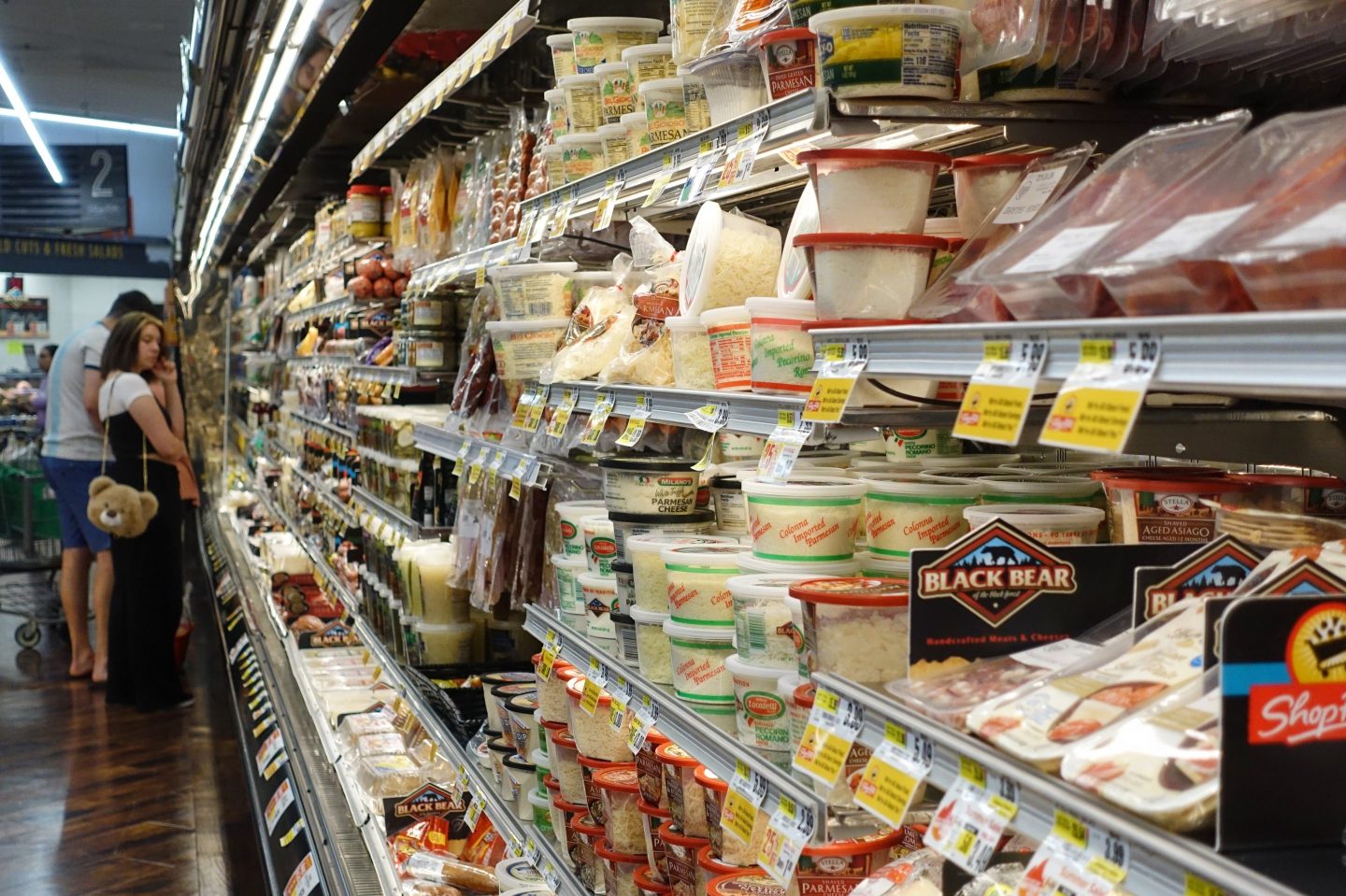 View of a New York supermarket aisle in July