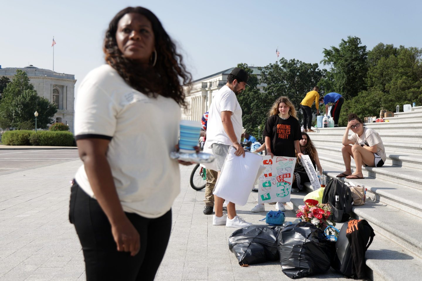 Cori Bush and other activist protest outside U.S. Capitol