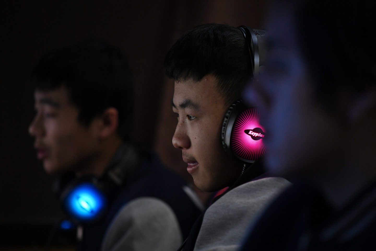 Students practice computer games in an eSports class in China.