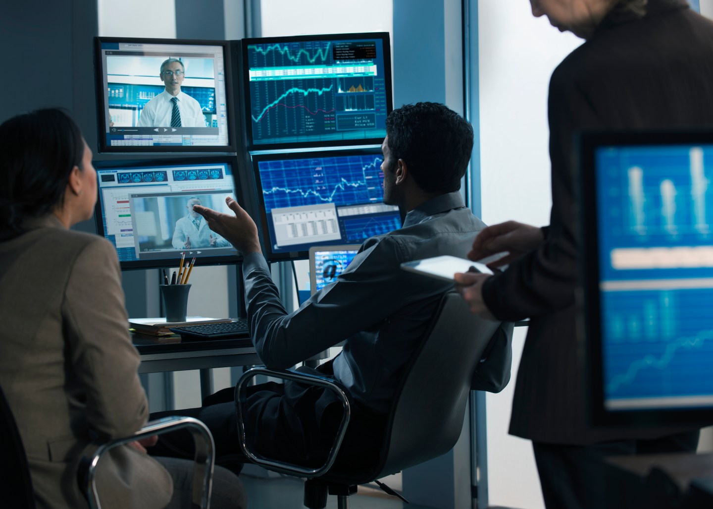 Business people working in video conference