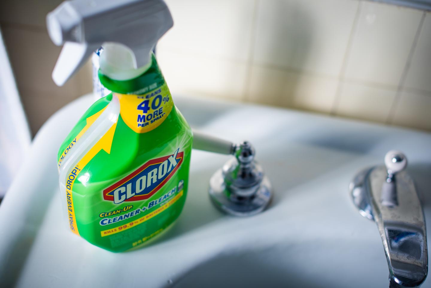 A bottle of Clorox Clean-Up Cleaner + Bleach spray arranged in Dobbs Ferry, New York, U.S., on Saturday, Jan. 30, 2021.