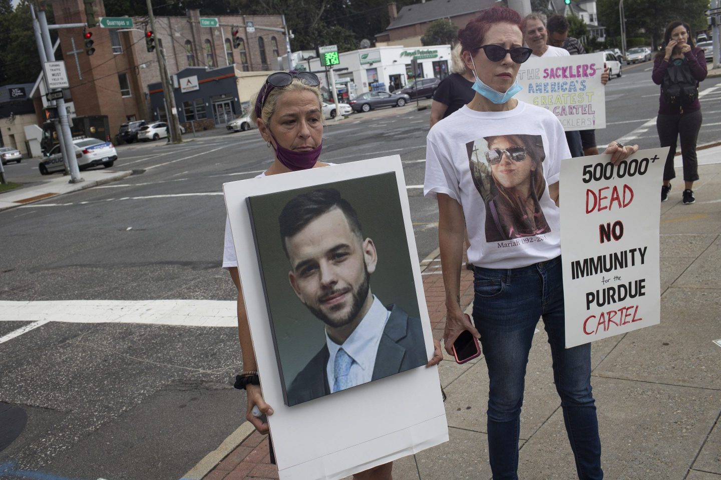 Demonstration against the Purdue pharmaceutical bankruptcy deal in White Plains, New York
