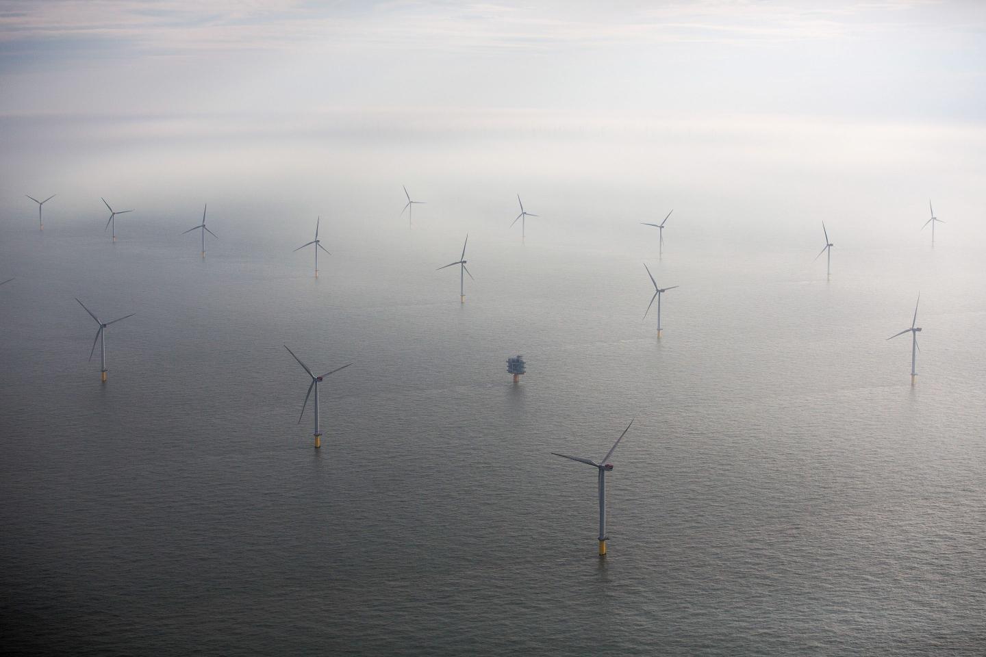 Aerial Views Of The London Array Offshore Windfarm