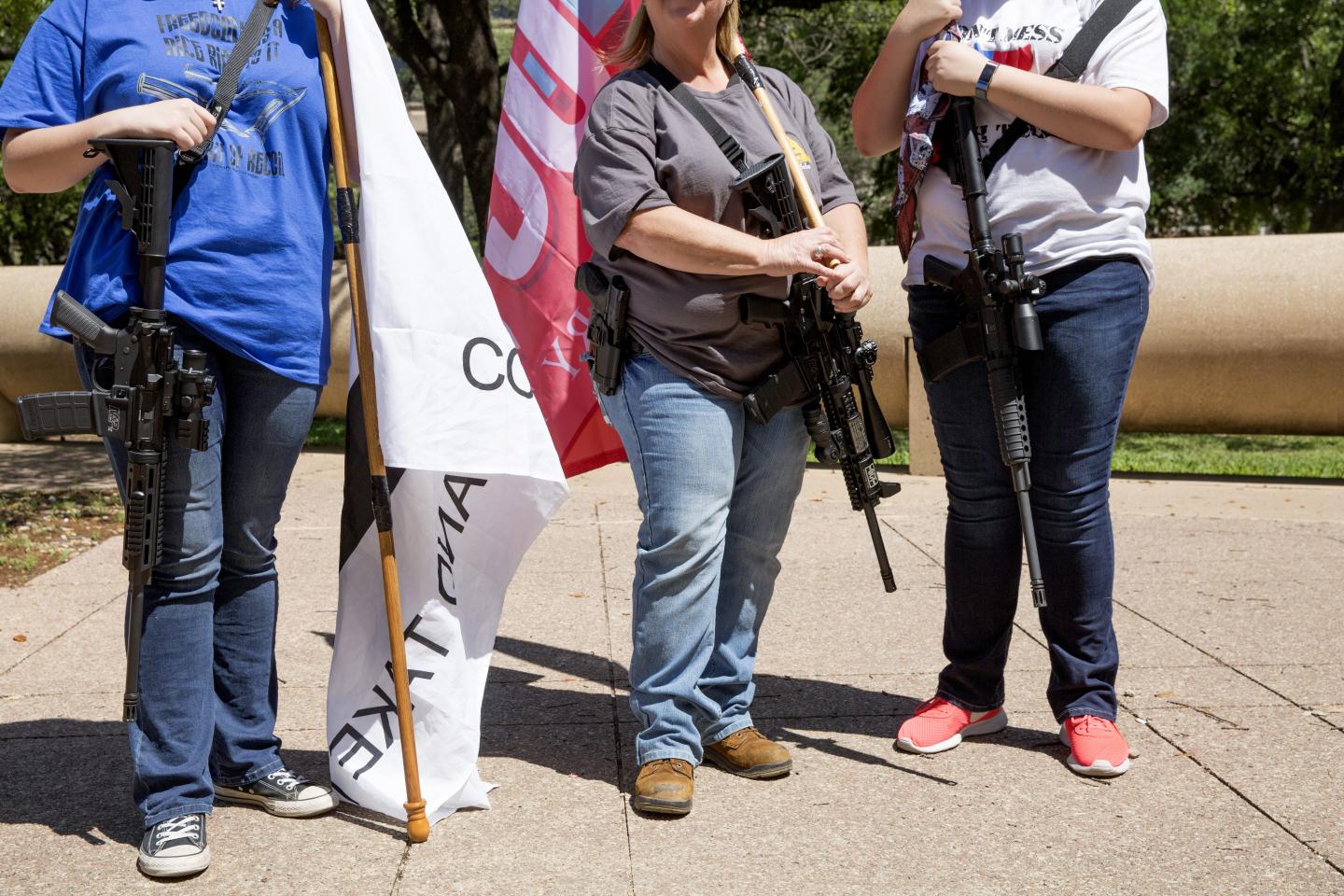 Demonstrators at an NRA rally in Dallas